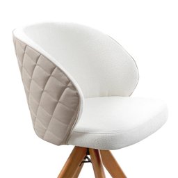 Poltrona Giratória com Revestimento em Bouclé e Acabamento Matelassê – Dior Exclusiva Bouclé Branco  - 3