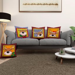 Kit 4 Capas de Almofadas Natal Estampada Digital Colorida Sofá Decoração Sala Quarto Zíper Invisível - 2