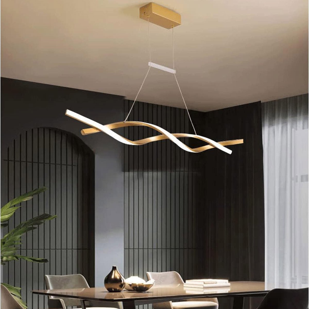 Lustre Pendente Led 3000k Aspiral Ondas Moderno Decoraçao Casa Sala de Jantar Recepçao Empresarial