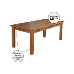 Mesa Jantar Retangular Madeira Maciça Aurora 160x80 com 6 Cadeiras Paris Base Alumínio - Castanho - 3