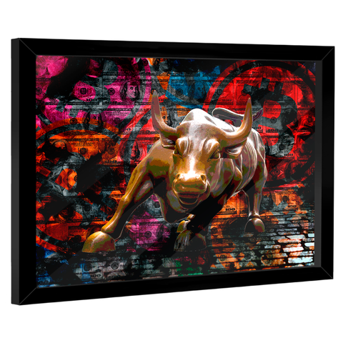Quadro Decorativo Touro de Wall Street Bitcoin