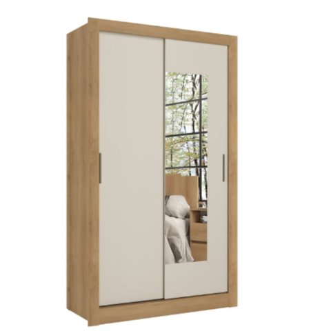 Roupeiro City Glass Solteiro 2 Portas 1 Gaveta THB
