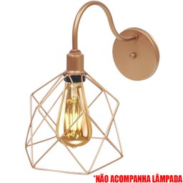 Luminária Arandela de Parede Aramada Cálice Industrial Retro Cobre Rose Gold Agp Ilumini Vintage - 3