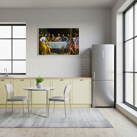 Quadro Decorativo Ilustração da Santa Ceia - 50x70cm:moldura Preta