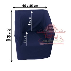 Capa Poltrona Ferradura Quadrada:azul Marinho