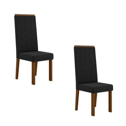 Kit 2 Cadeiras Livia Nuova – Madeira de Reflorestamento, Tecido Suede, Pés com Sapatilha Plá