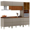 Ver imagem 1 de Cozinha Modulada 5 Pecas 270 Cm Ripado Dp2705 Nogueira Nude Prime Demartez