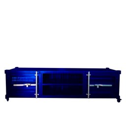 Rack para Tv Container Newark - Estilo Industrial em Ferro 1m50 Seu Bento Mobilia Azul 150cm L - 1