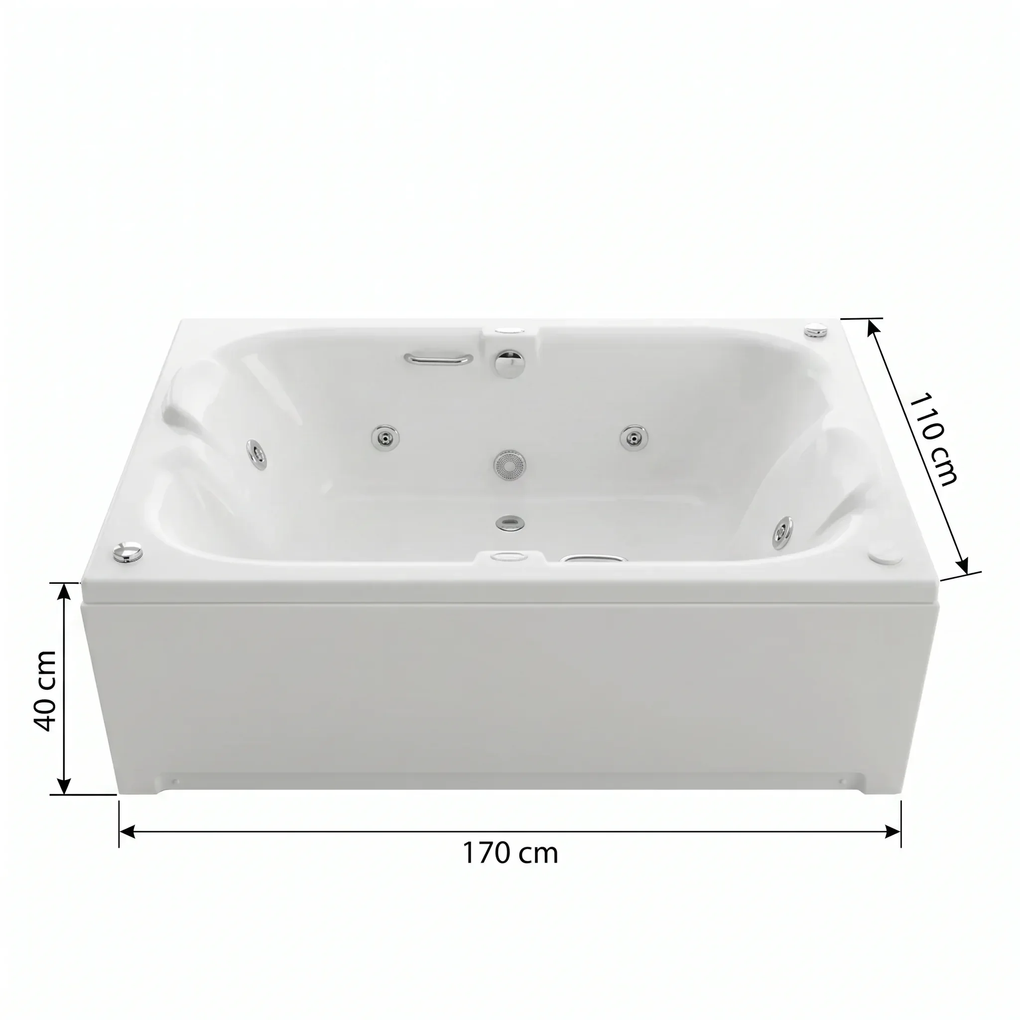 Ver imagem 3 de Banheira de Hidromassagem Cristal Duo 6 Jatos com Alças e Piso Antiderrapante 170x110cm em Acrílico Branco Ouro Fino