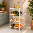 Ver imagem 3 de Fruteira Chao Grande 4 Andares Pratleira Desmontavel Cestos Organizadora Estante Multiuso Cozinha Po