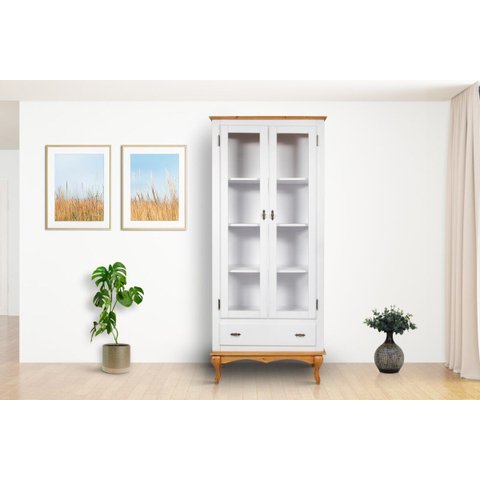 Cristaleira 1 Gaveta Luis Xv - Branco