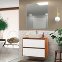Ver imagem 1 de Gabinete para Banheiro com Cuba e Espelheira 80cm Mdf Freijo Dubai - On Móveis