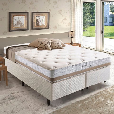 Colchão King Molas Maxspring Spain 193x203x27cm Herval Bege/Branco