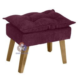 Kit 02 Poltrona/cadeira Decorativa e Puff Glamour com Pés Quadrado Vinho / Bordô - 3