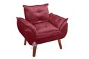 Ver imagem 5 de Kit 02 Poltrona/cadeira Decorativa e Puff Glamour com Pés Quadrado Vinho / Bordô
