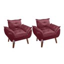 Ver imagem 4 de Kit 02 Poltrona/cadeira Decorativa e Puff Glamour com Pés Quadrado Vinho / Bordô