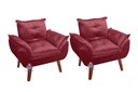 Ver imagem 4 de Kit 02 Poltrona/cadeira Decorativa e Puff Glamour com Pés Quadrado Vinho / Bordô
