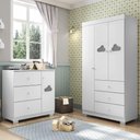 Ver imagem 5 de Jogo De Quarto Infantil Guarda Roupa 4 Portas E Cômoda 3 Gavetas Amora P04 Branco - Mpozenato