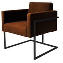 Ver imagem 1 de Poltrona Decorativa Bélgica Couro Caramelo Metal Preto