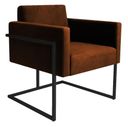 Ver imagem 4 de Poltrona Decorativa Bélgica Couro Caramelo Metal Preto