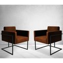 Ver imagem 2 de Poltrona Decorativa Bélgica Couro Caramelo Metal Preto