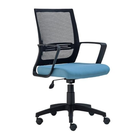 Cadeira de Escritório Stay Roal Secretária Encosto em Tela Base Giratória Preto e Azul Roal 49cm