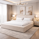 Ver imagem 3 de Cama Casal Cabeceira Quarto Requinte Alto Padrão Sofisticado:linho Off White