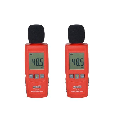 Kit 2 Decibelímetro Digital 30 A 130db Função Máx Mín Hold Dec-350 Portátil Com Protetor De Vento
