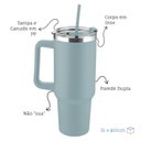 Ver imagem 2 de Garrafa Térmica Canecão Inox 1,3L Parede Dupla Canudo Cinza