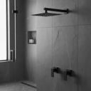 Ver imagem 2 de Kit Ducha 20x20 Slim C/ 2 Acabamentos P/ Registro Base Deca 16 Estrias até 1'' Pol Preto Fosco