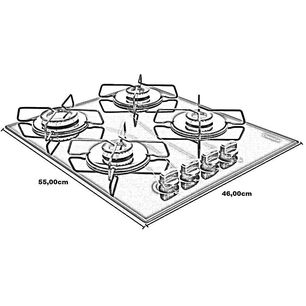 Cooktop 4 Bocas Premium Ultra Chama Marmorizado Branco MadeiraMadeira