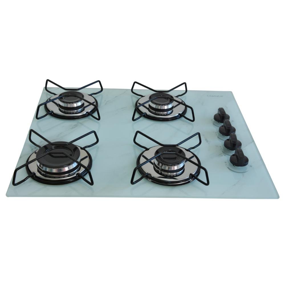 Cooktop 4 Bocas Premium Ultra Chama Marmorizado Branco MadeiraMadeira