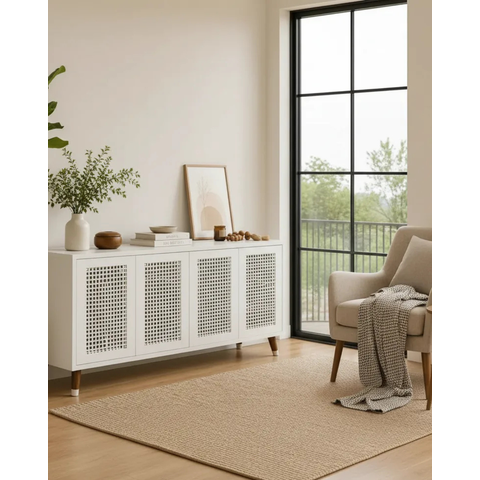 Aparador Buffet 4 Portas com Muxarabi – Branco | 120 cm