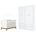 Ver imagem 1 de Berço Americano Flip Branco Acetinado Reller e Guarda Roupa Infantil 4 Portas Branco Hp