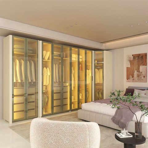 Guarda-Roupa Modulado Reflecta Innova 9 Portas 339,2cm x 240cm Mod 010 100% Bege/Off White