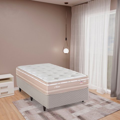 Colchão Solteiro Molas Maxspring Nesser 88x188x28cm Herval Bege/Branco