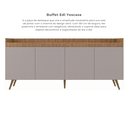 Ver imagem 4 de Buffet Aparador Retrô 4 Portas MDP Yescasa Freijó e Fumê 180cm Edi