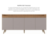 Buffet Aparador Retrô Freijó e Fumê Edi 4 Portas 180cm MDP Yescasa Freijó/Fumê - 4