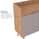 Ver imagem 6 de Buffet Aparador Retrô 4 Portas MDP Yescasa Freijó e Fumê 180cm Edi