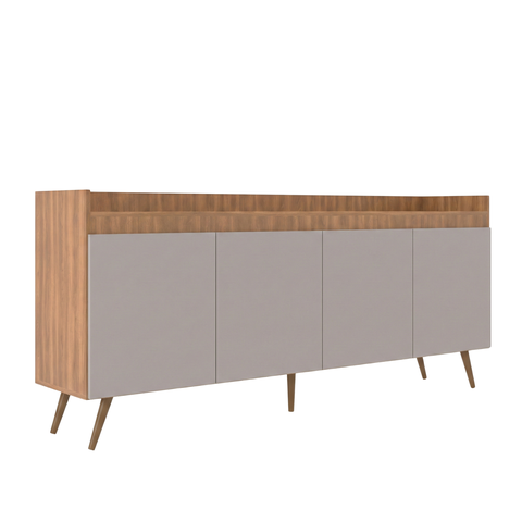 Buffet Aparador Retrô 4 Portas MDP Yescasa Freijó e Fumê 180cm Edi