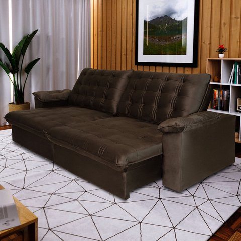 Sofá Reclinável 3 Lugares Pullman 300cm Marrom