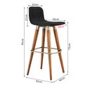 Ver imagem 5 de Kit 3 Banquetas Altas Luxo Linea Aço Champanhe Linho Preto Base Carvalho
