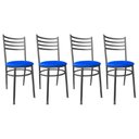 Ver imagem 1 de Kit Conjunto 4 Cadeiras para Cozinha Mesa Jantar Bar Lanchonete Restaurante Preta Estofado Azul