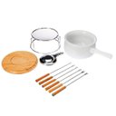 Ver imagem 2 de Conjunto Fondue Ceramica 11 Peças Panela Fogareiro Garfo Bambu Queijo Chocolate Vinho Frio Inverno C