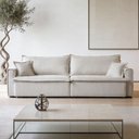 Ver imagem 4 de Sofá 3 Lugares Retrátil Reclinável para Sala de Estar 230cm Sumaya K01 Veludo Bege - Lyam Decor