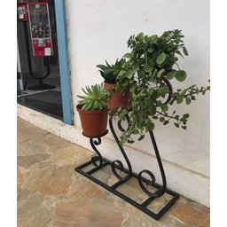 Floreira de Chão Artesanal Rústica para 3 Vasos de Flor - 7