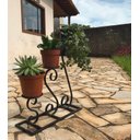 Ver imagem 3 de Floreira de Chão Artesanal Rústica para 3 Vasos de Flor