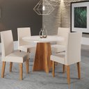 Ver imagem 1 de Mesa de Jantar Redonda Spirit 90x90cm com 4 Cadeiras Venus Bege/Mel/Blonde/Bronze