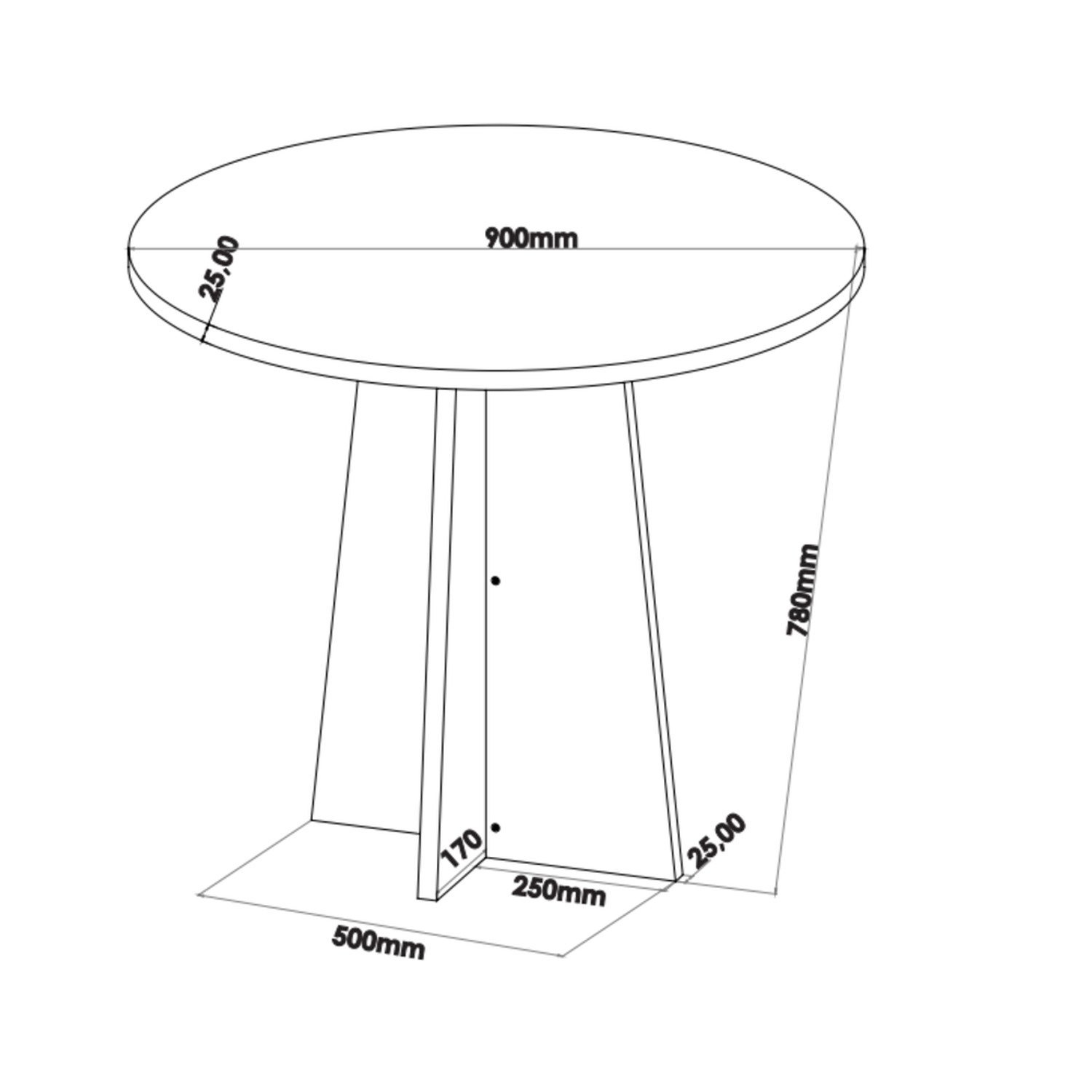 Mesa de Jantar Redonda Spirit 90x90cm com 4 Cadeiras Venus - 3