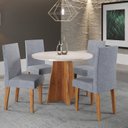 Ver imagem 1 de Mesa de Jantar Redonda Spirit 90x90cm com 4 Cadeiras Venus Cinza/Mel/Blonde/Inox